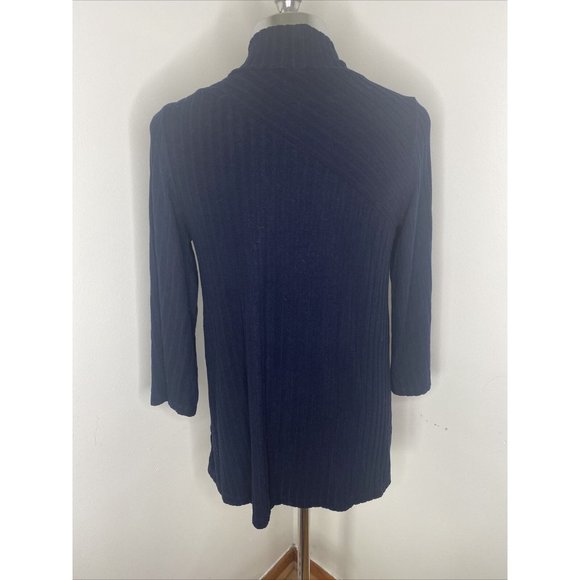 Anthropologie Saturday Sunday Tunic Top M Black Long Sleeve Button Side Ribbed - Picture 4 of 7